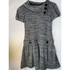 Amy Byer Drop Waist Cowl Neck Knit Sweater Dress ‎ Black Gray  Size 10 Girls